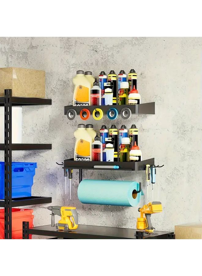 حامل مناشف ورقية للكراج ثقيل التحمل 2 قطعة مثبت على الحائط منظف مقاوم للصدأ - Image 1